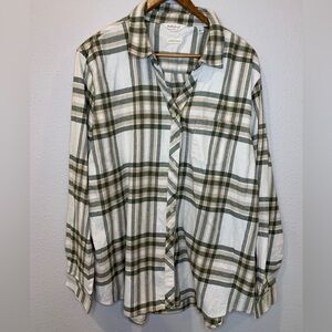 Weatherproof Olive and Cream Plaid Shirt